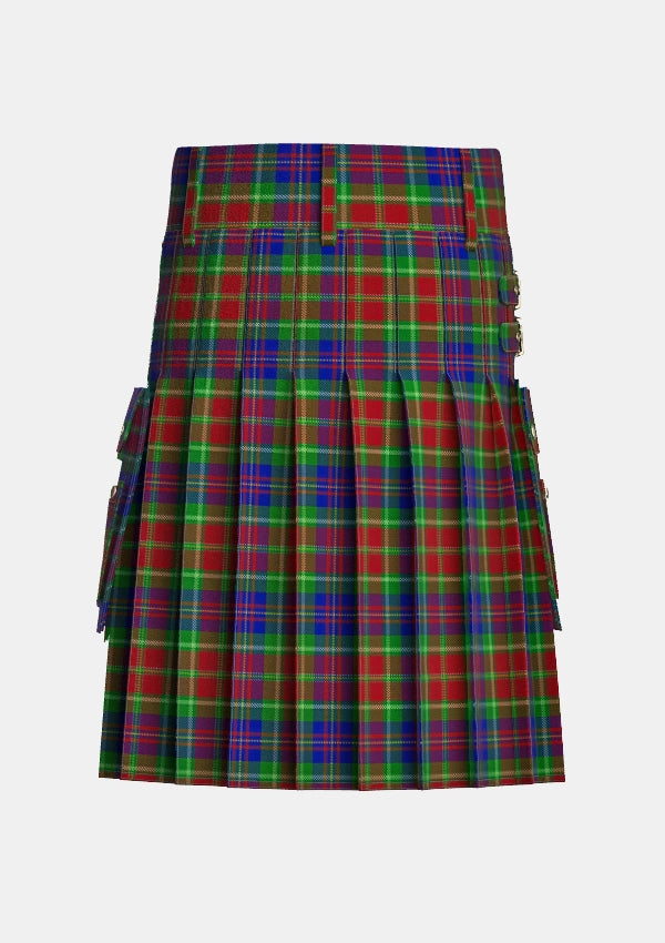 Utility_Carr_tartan_4120_kilt_back_image_with_pleated_design_and_adjustable_buckles_for_men