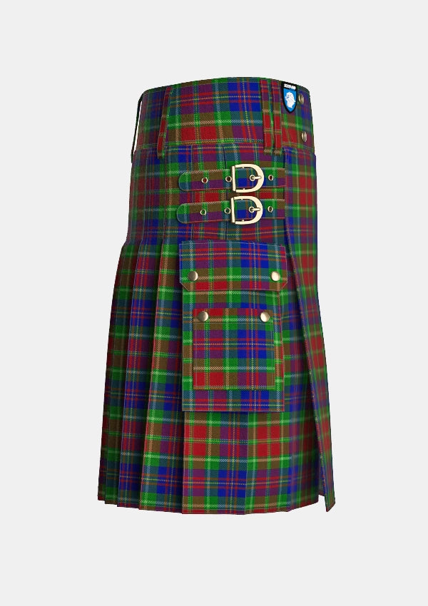 Utility_Carr_tartan_4120_kilt_right_image_with_pleated_design_and_adjustable_buckles_for_men
