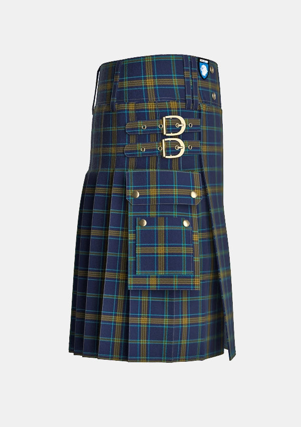 Utility_Carroll_R_Family_Tartan_14132_kilt_right_image_with_pleated_design_and_adjustable_buckles_for_men