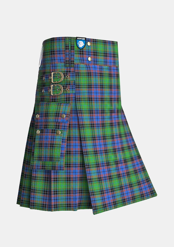 Utility_Cascade_Summers_Tartan_2195_kilt_side_image_with_pleated_design_and_adjustable_buckles_for_men