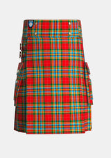 Utility_Chattan_Ancient_Tartan_kilt_front_image_with_pleated_design_and_adjustable_buckles_for_men