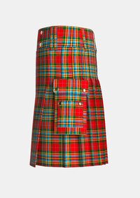 Utility_Chattan_Ancient_Tartan_kilt_left_image_with_pleated_design_and_adjustable_buckles_for_men