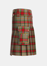 Utility_Chattan_Clan_Tartan_1851_kilt_left_image_with_pleated_design_and_adjustable_buckles_for_men