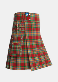 Utility_Chattan_Clan_Tartan_1851_kilt_side_image_with_pleated_design_and_adjustable_buckles_for_men