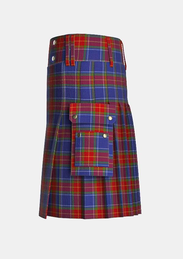 Utility_Chinese_Scottish_Tartan_6807_kilt_left_image_with_pleated_design_and_adjustable_buckles_for_men