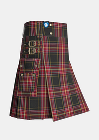 Utility_Clan_Firefighter_Tartan_kilt_side_image_with_pleated_design_and_adjustable_buckles_for_men