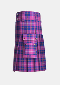 Utility_Clan_Glencoe_Tartan_kilt_left_image_with_pleated_design_and_adjustable_buckles_for_men