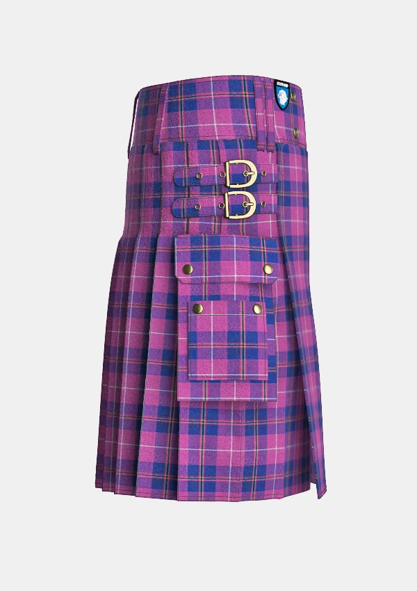 Utility_Clan_Glencoe_Tartan_kilt_right_image_with_pleated_design_and_adjustable_buckles_for_men
