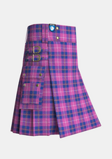 Utility_Clan_Glencoe_Tartan_kilt_side_image_with_pleated_design_and_adjustable_buckles_for_men