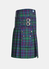 Utility_Clan_Irwin_Association_Tartan_12895_kilt_right_image_with_pleated_design_and_adjustable_buckles_for_men