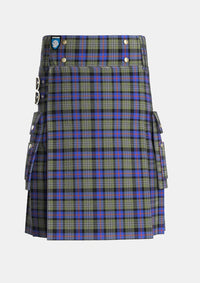 Utility_Clan_Logan_Society_International_Tartan_14067_kilt_front_image_with_pleated_design_and_adjustable_buckles_for_men