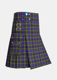 Utility_Clan_MacLellan_Tartan_kilt_side_image_with_pleated_design_and_adjustable_buckles_for_men