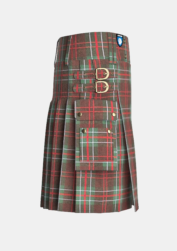 Utility_Clan_McDermott_Tartan_kilt_right_image_with_pleated_design_and_adjustable_buckles_for_men