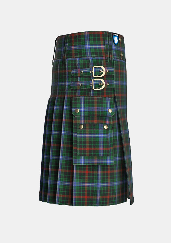 Utility_Clan_McKean_Tartan_kilt_right_image_with_pleated_design_and_adjustable_buckles_for_men