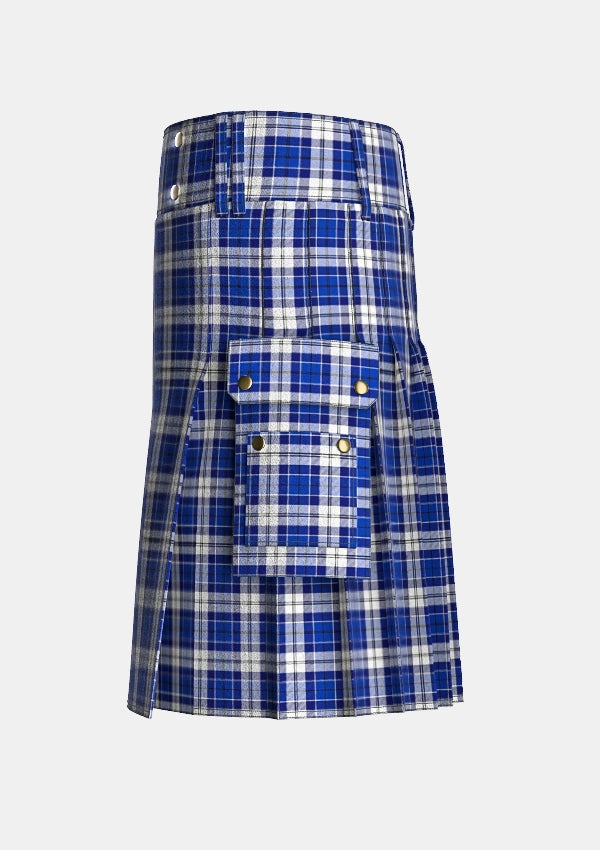Utility_Clan_Strathclyde_Tartan_kilt_left_image_with_pleated_design_and_adjustable_buckles_for_men