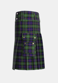 Utility_Clark_of_Ulva_Tartan_246_kilt_left_image_with_pleated_design_and_adjustable_buckles_for_men