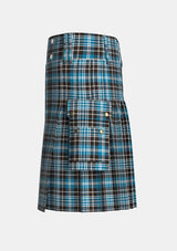 Utility_Clark_tartan_kilt_left_image_with_pleated_design_and_adjustable_buckles_for_men