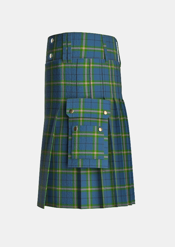 Utility_Cleland_Tartan_6639_kilt_left_image_with_pleated_design_and_adjustable_buckles_for_men