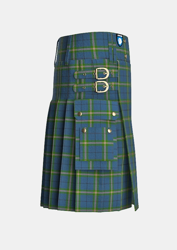 Utility_Cleland_Tartan_6639_kilt_right_image_with_pleated_design_and_adjustable_buckles_for_men