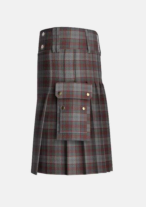 Utility_Clyde_Tartan_1296_kilt_left_image_with_pleated_design_and_adjustable_buckles_for_men