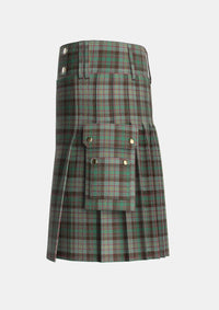 Utility_Cochrane_Hunting_Tartan_11165_kilt_left_image_with_pleated_design_and_adjustable_buckles_for_men