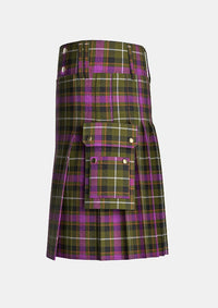Utility_Coffield_Limesand_Tartan_kilt_left_image_with_pleated_design_and_adjustable_buckles_for_men