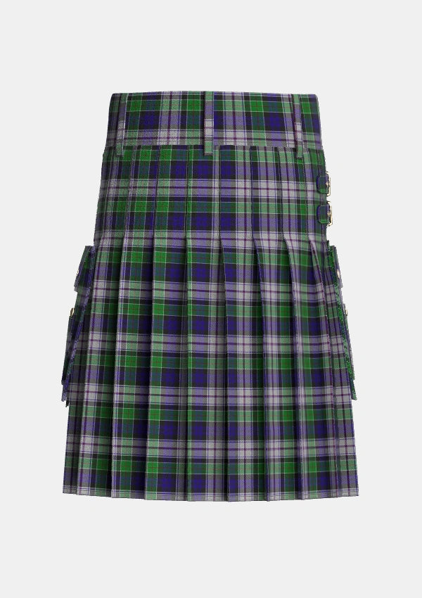 Utility_Colquhoun_Dress_Tartan_1960_kilt_back_image_with_pleated_design_and_adjustable_buckles_for_men