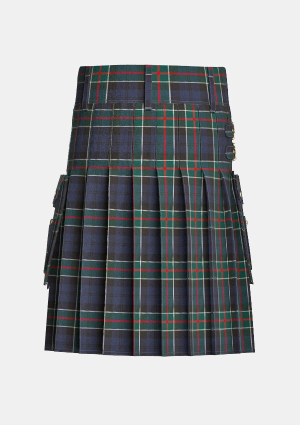 Utility_Colquhoun_tartan_kilt_back_image_with_pleated_design_and_adjustable_buckles_for_men