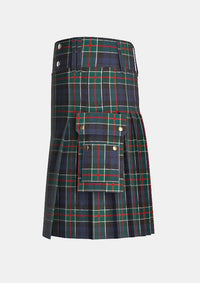Utility_Colquhoun_tartan_kilt_left_image_with_pleated_design_and_adjustable_buckles_for_men