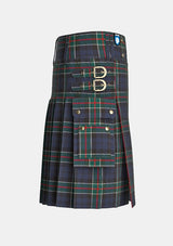 Utility_Colquhoun_tartan_kilt_right_image_with_pleated_design_and_adjustable_buckles_for_men