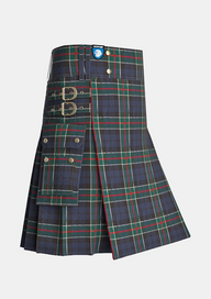 Utility_Colquhoun_tartan_kilt_side_image_with_pleated_design_and_adjustable_buckles_for_men