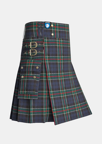 Utility_Colquhoun_tartan_kilt_side_image_with_pleated_design_and_adjustable_buckles_for_men