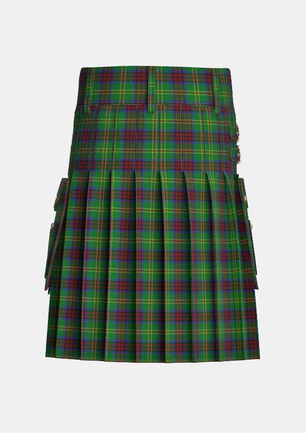 Utility_Connolly_Hunting_Tartan_kilt_back_image_with_pleated_design_and_adjustable_buckles_for_men