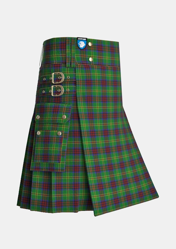 Utility_Connolly_Hunting_Tartan_kilt_side_image_with_pleated_design_and_adjustable_buckles_for_men