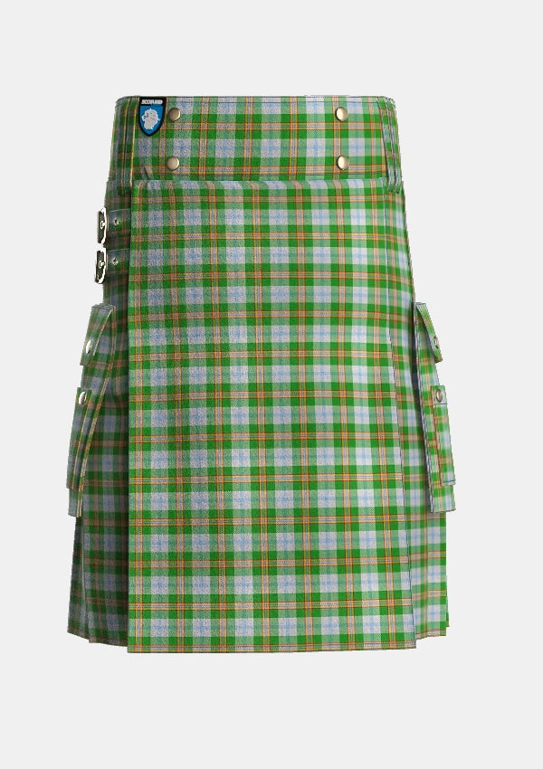 Utility_Cooper_Couper_Dress_Dalgleish_2_Tartan_574_kilt_front_image_with_pleated_design_and_adjustable_buckles_for_men