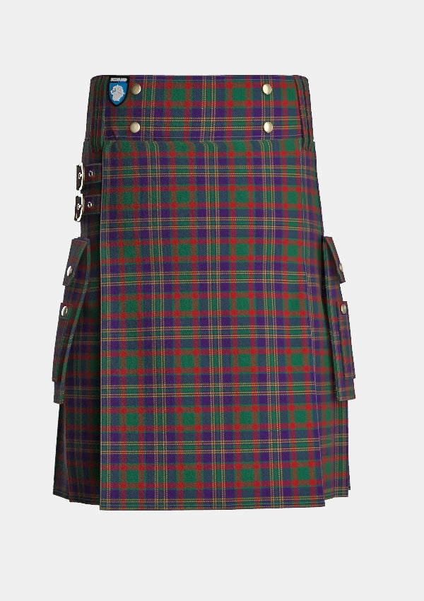 Utility_Cork_County_Tartan_2253_kilt_front_image_with_pleated_design_and_adjustable_buckles_for_men