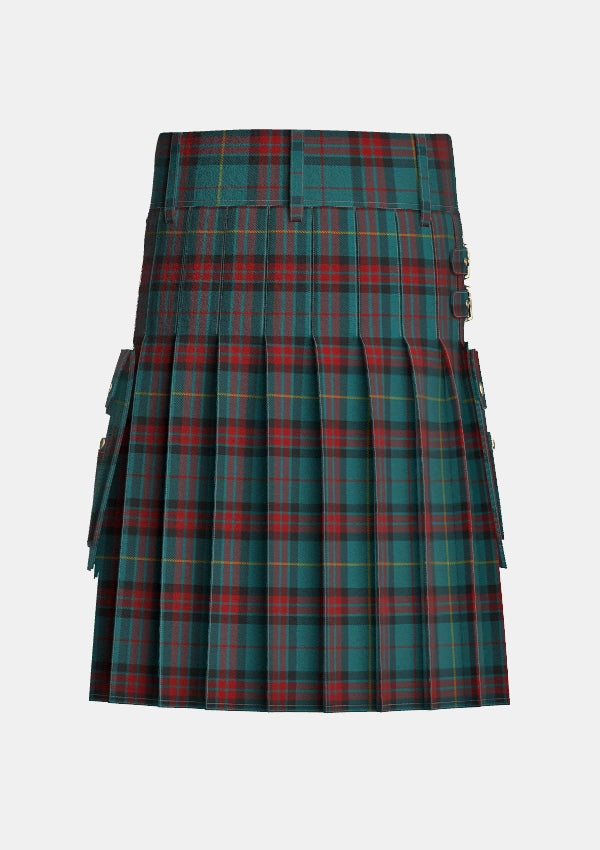 Utility_Cornwall_Tartan_7057_kilt_back_image_with_pleated_design_and_adjustable_buckles_for_men