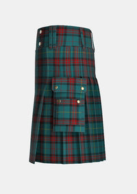 Utility_Cornwall_Tartan_7057_kilt_left_image_with_pleated_design_and_adjustable_buckles_for_men