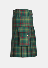 Utility_County_Armagh_Tartan_kilt_left_image_with_pleated_design_and_adjustable_buckles_for_men