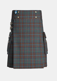 Utility_County_Kerry_Tartan_kilt_front_image_with_pleated_design_and_adjustable_buckles_for_men