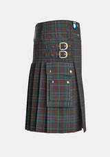 Utility_County_Kerry_Tartan_kilt_right_image_with_pleated_design_and_adjustable_buckles_for_men
