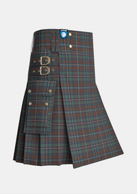 Utility_County_Kerry_Tartan_kilt_side_image_with_pleated_design_and_adjustable_buckles_for_men