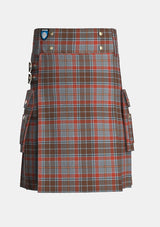 Utility_County_Leitrim_Tartan_kilt_front_image_with_pleated_design_and_adjustable_buckles_for_men