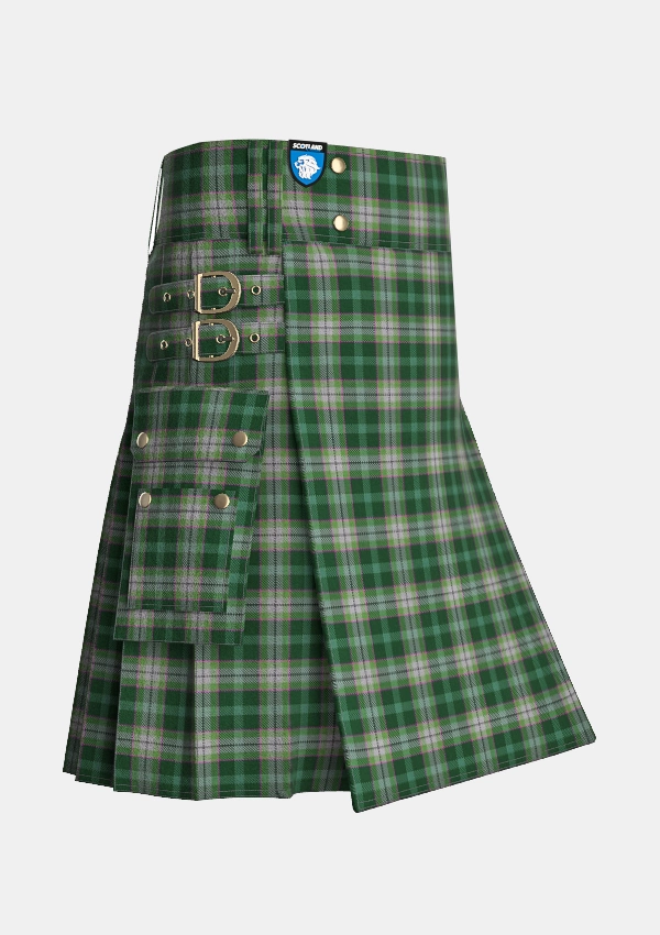 Utility_Coyle_Mark_Tartan_12244_kilt_side_image_with_pleated_design_and_adjustable_buckles_for_men