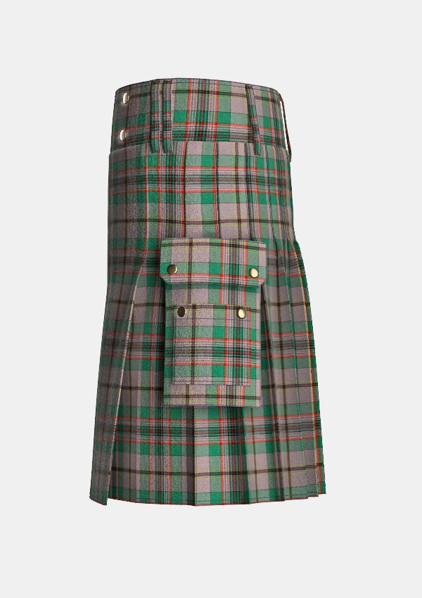 Utility_Craig_tartan_kilt_left_image_with_pleated_design_and_adjustable_buckles_for_men