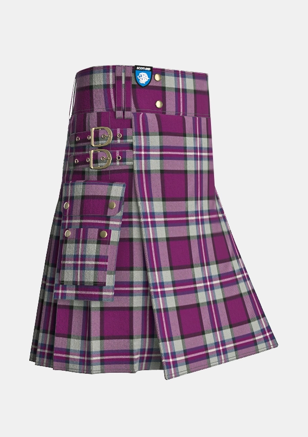 Utility_Cramer_Tartan_kilt_side_image_with_pleated_design_and_adjustable_buckles_for_men