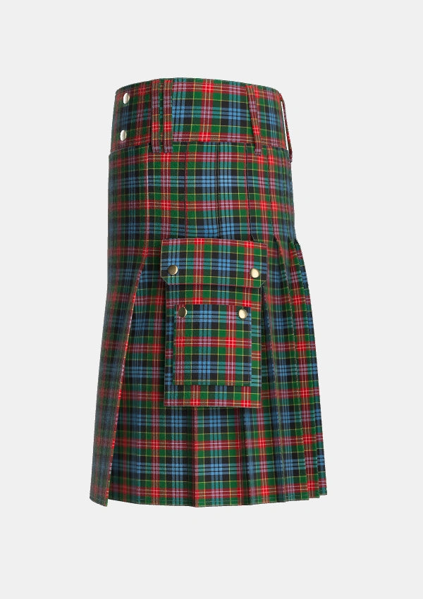 Utility_Cumming_1831_Tartan_288_kilt_left_image_with_pleated_design_and_adjustable_buckles_for_men