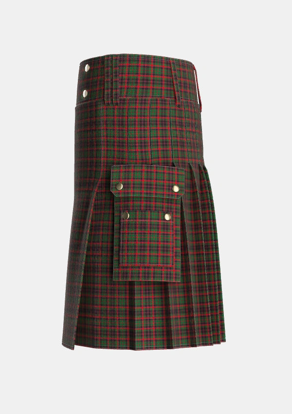 Utility_Cumming_1850_2_Tartan_2012_kilt_left_image_with_pleated_design_and_adjustable_buckles_for_men