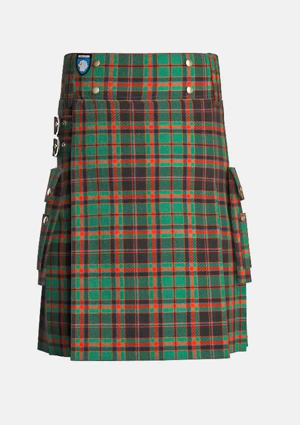 Utility_Cumming_Hunting_Ancient_Tartan_kilt_front_image_with_pleated_design_and_adjustable_buckles_for_men