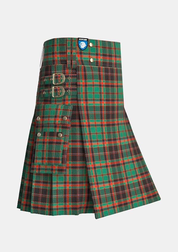 Utility_Cumming_Hunting_Ancient_Tartan_kilt_side_image_with_pleated_design_and_adjustable_buckles_for_men